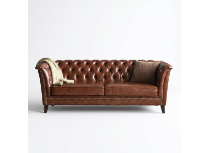 Chesterfield Leather Upholstered Design Sofa Luxury Couch Classic Sofa 2-Seater New