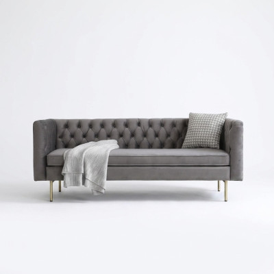 Luxury Textile Chesterfield Sofa Upholstered 3-Seater Italian Furniture