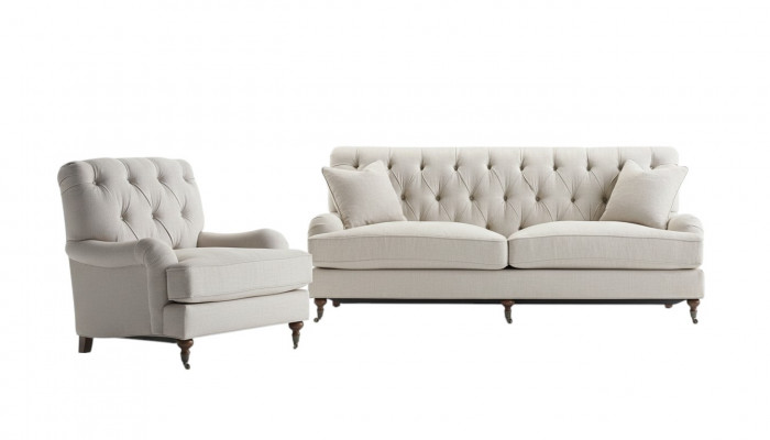 Chesterfield Luxury Sofa Couch Upholstery Seat Fabric Suite 3+1 Seater Sofas