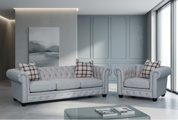 Chesterfield Sofa Set Sofa Couch Upholstery 3+1 Seater Leather Couches Fabric New