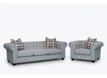 Chesterfield Sofa Set Sofa Couch Upholstery 3+1 Seater Leather Couches Fabric New