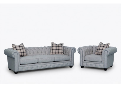 Chesterfield Sofa Set Sofa Couch Upholstery 3+1 Seater Leather Couches Fabric New