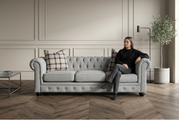 Chesterfield 3-seater sofa fabric sofa couch upholstery seat suite 3-seater sofas new