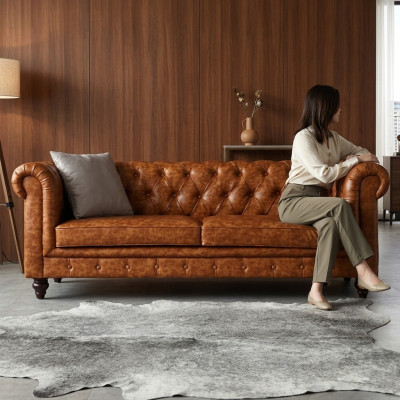 Chesterfield Leather Upholstered Design Sofa Luxury Couch Classic Sofa 3 Seater New