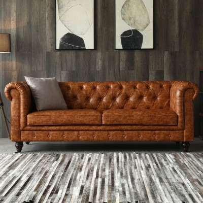 Chesterfield Leather Upholstered Design Sofa Luxury Couch Classic Sofa 3 Seater New