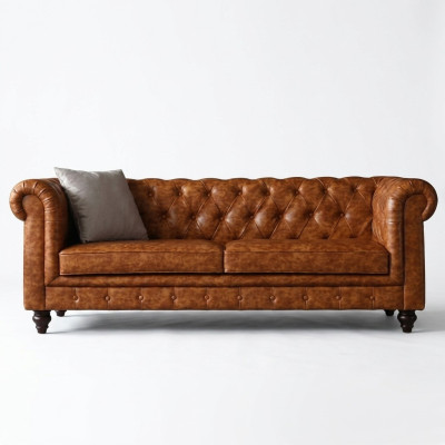 Chesterfield Leather Upholstered Design Sofa Luxury Couch Classic Sofa 3 Seater New