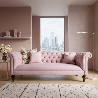 Chesterfield Textile Upholstered Design Sofa Luxury Couch Classic Sofa 3-Seater New
