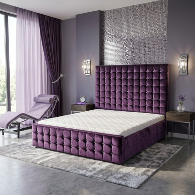 Lila luxury velvet fabric double bed Chesterfield with crystal stones new