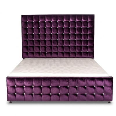 Lila luxury velvet fabric double bed Chesterfield with crystal stones new