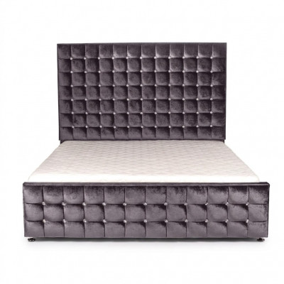 Designer black Chesterfield bed with crystal stones luxury furniture