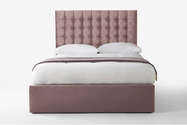 Pink designer Chesterfield double bed, designer bedroom bed