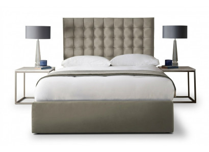 Modern light beige Chesterfield double bed designer bedroom bed