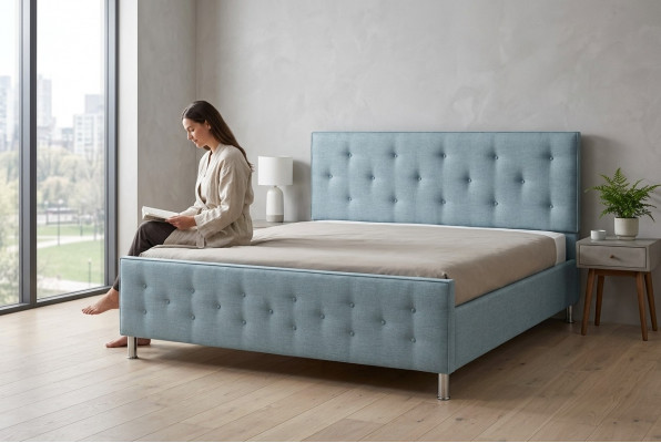 Chesterfield Design English 140/160/180x200 Beds Double Bed Turquoise Upholstery