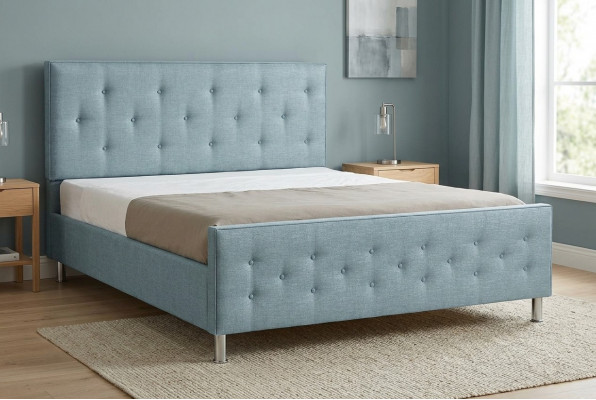 Chesterfield Design English 140/160/180x200 Beds Double Bed Turquoise Upholstery