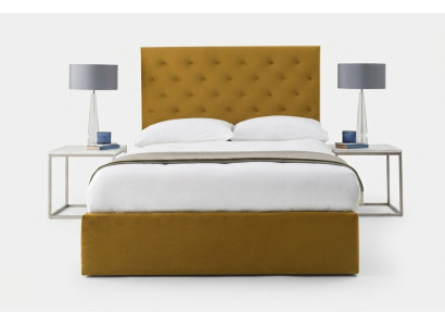 English Chesterfield bed designer upholstered bed frame textile fabric gold