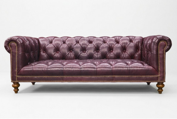 Brown Chesterfield 3-seater sofa leather sofa couch upholstery furniture