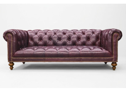 Brown Chesterfield 3-seater sofa leather sofa couch upholstery furniture