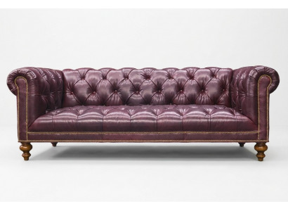 Brown Chesterfield 3-seater sofa leather sofa couch upholstery furniture