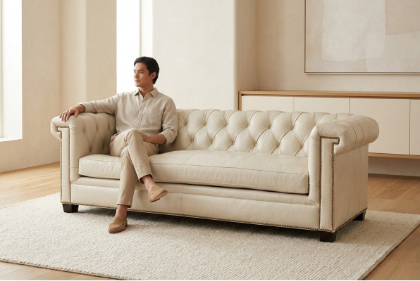 Chesterfield Luxury Sofa Upholstered Seat Leather Suite 3-2-1 Seater Couches