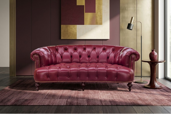 Designer Chesterfield Three-seater Couch Pink Sofa Luxury Design