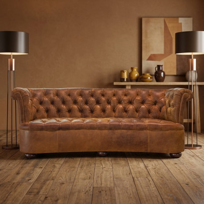 Chesterfield Leather Upholstered Design Sofa Luxury Couch Classic Sofa 3-Seater New