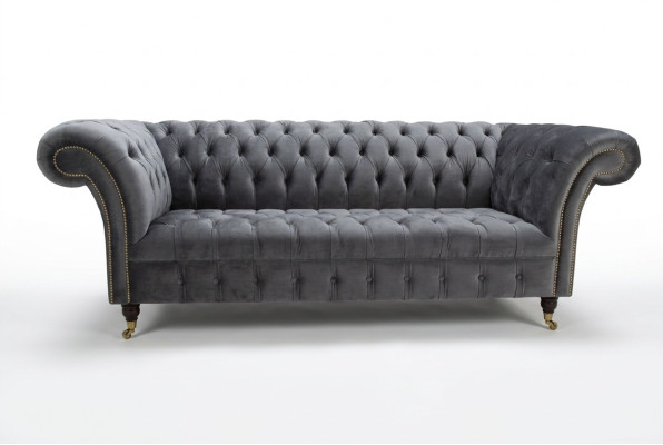 Modern Chesterfield Gray 3-Seater Stylish Living Room 3-Seater Couch