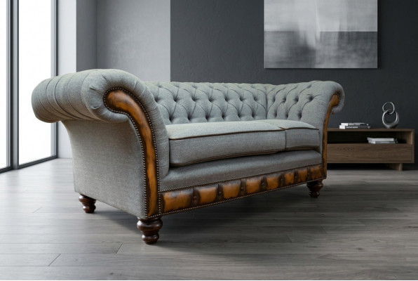 Gray Chesterfield fabric sofa couch sofas sofa seat sofas textile new upholstery