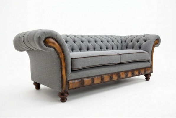 Gray Chesterfield fabric sofa couch sofas sofa seat sofas textile new upholstery