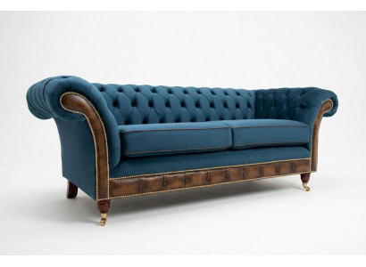 Blue Chesterfield fabric sofa couch sofas seat sofas upholstery textile new