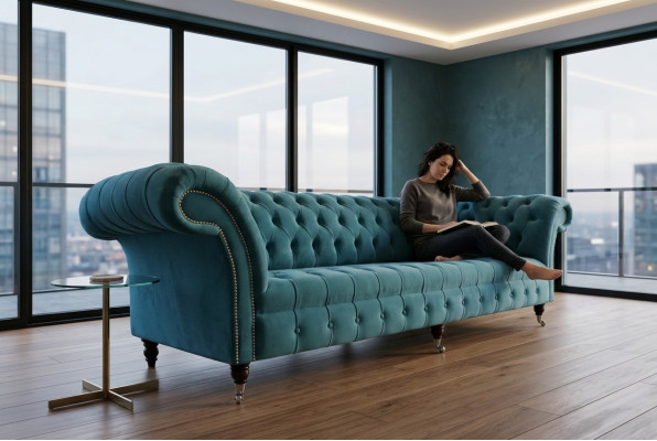 Chesterfield Couch XXL big sofa couches velvet leather textile upholstery sofas 4-seater