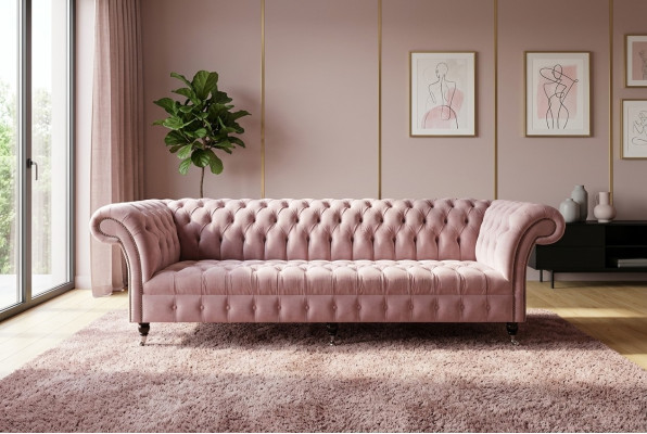 Chesterfield Couch XXL big sofa couches velvet leather fabric upholstery 4-seater new