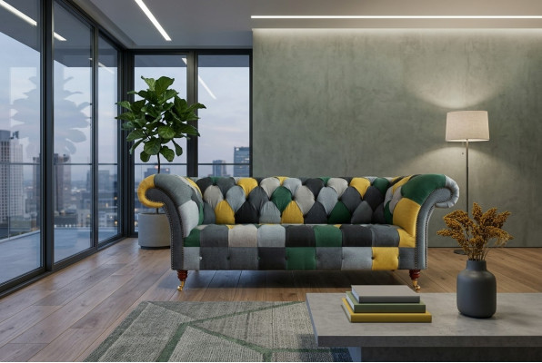 Three-seater couch upholstery design sofa 3-seater seating sofas room furniture green modern