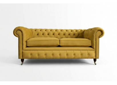 Yellow Chesterfield two-seater designer living room 2-seater couch