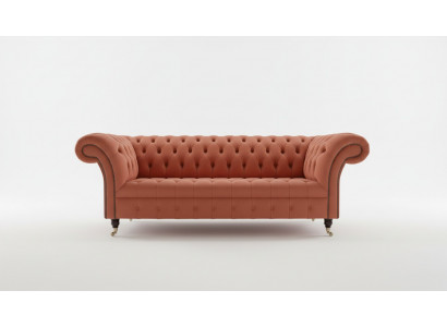 Luxury Orange Chesterfield 3-Seater Designer Living Room Couch
