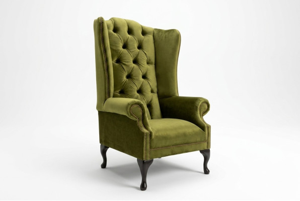 Lounge wing chair club designer furniture television sofa chair velvet upholstery seat new