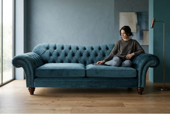 Chesterfield 4-seater couch upholstered fabric couches living room sofa