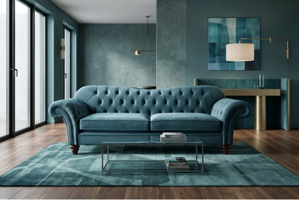 Chesterfield 4-seater couch upholstered fabric couches living room sofa