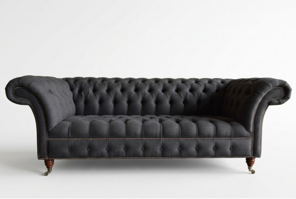 Gray Chesterfield Three-Seater Luxury Living Room Sofa