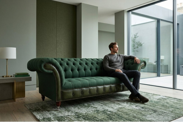 Designer Green Chesterfield Sofa Luxury 3-Seater Living Room Couch
