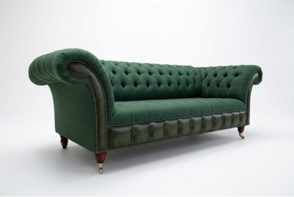 Designer Green Chesterfield Sofa Luxury 3-Seater Living Room Couch