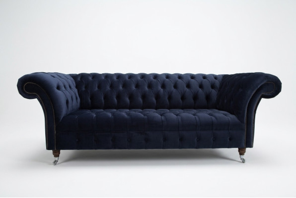 Dark blue Chesterfield three-seater modern living room luxury couch