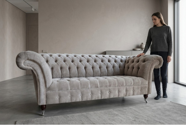 Chesterfield 3 seater couch upholstered sofas seat living room sofa three-seater new