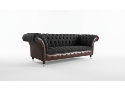 Chesterfield Original Sofa JVMoebel Couch Fabric Sofas Couches Material Black New