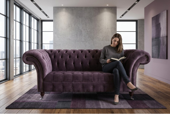 Sofa 2-seater Chesterfield design relax sofas upholstered modern couches purple new