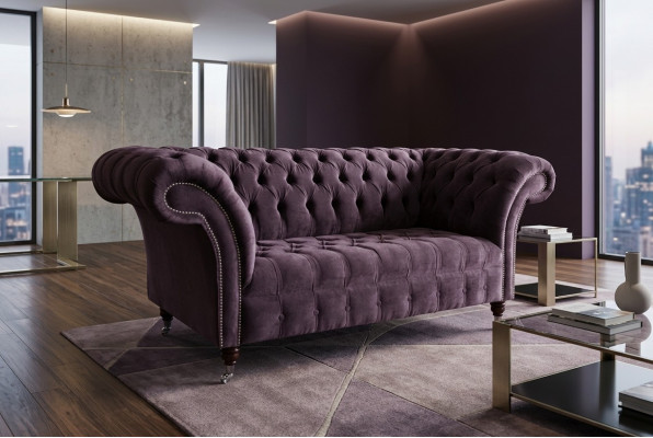 Sofa 2-seater Chesterfield design relax sofas upholstered modern couches purple new