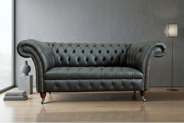 Chesterfield 2-seater sofa leather couch upholstery seating suite loveseat new