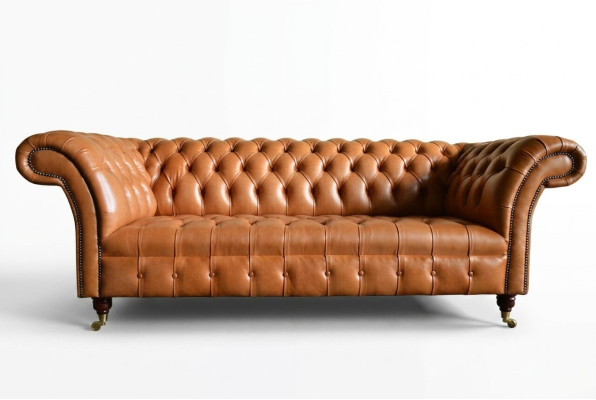Light brown modern Chesterfield three-seater designer sofa