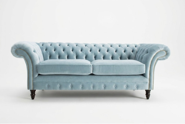 Light Blue Modern Chesterfield Three-Seater Living Room Luxury Sofa