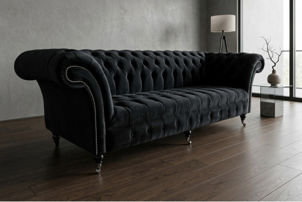Black Modern Four-Seater Luxury 4-Seater Living Room Sofa