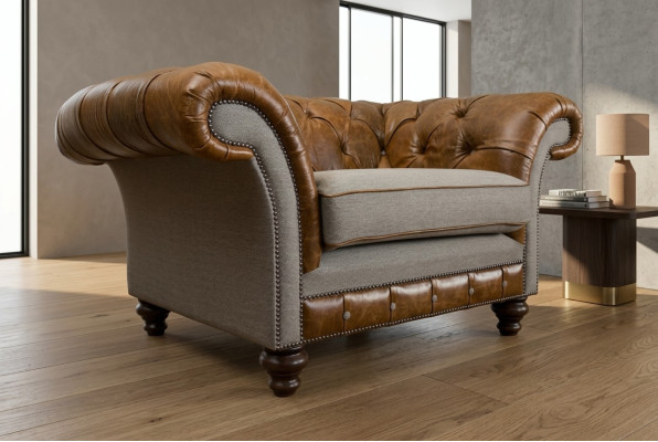 Chesterfield Design Fabric Couch Chair 1.5 Seater Upholstery Sofas Lounge New Club